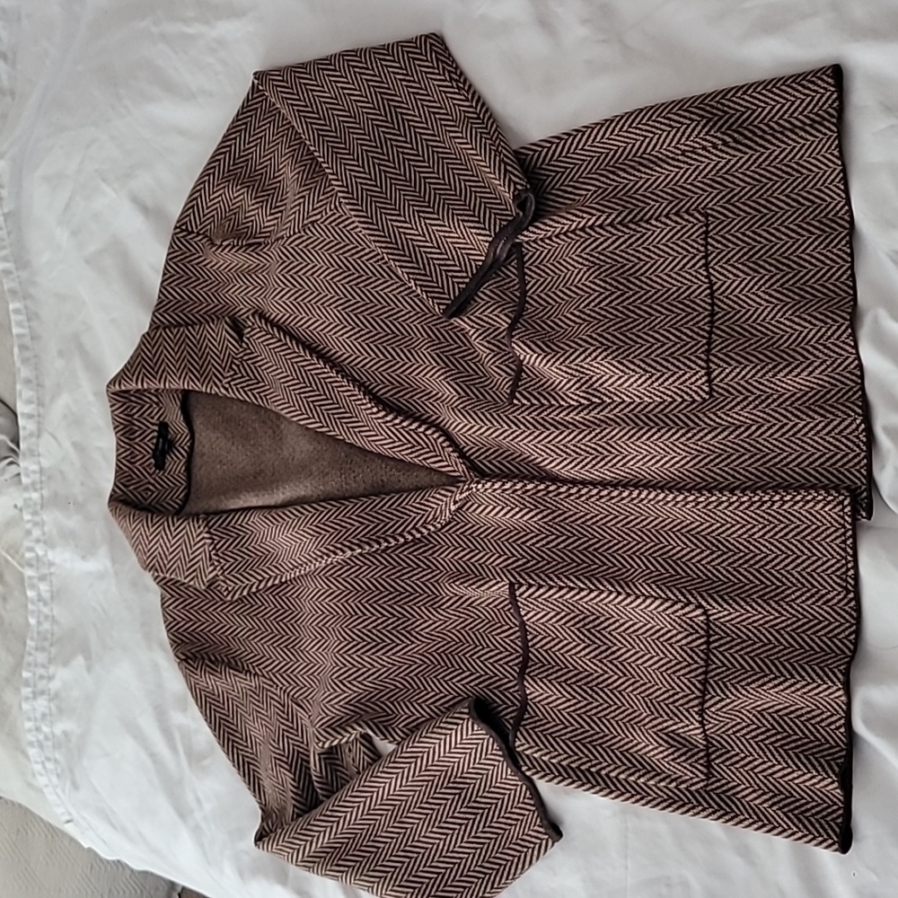 J.Crew Sophie Open front merino wool blend chevron sweater blazer size L